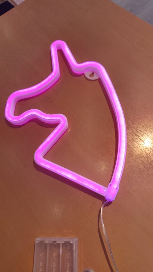 cartel luz neon unicornio